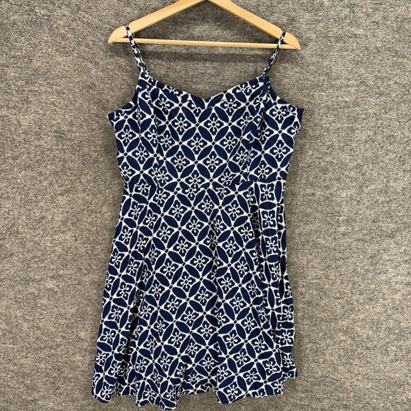 Old Navy Mini Dress Women XL Blue Floral Short Zipper V-Neck Sleeveless Casual - Picture 1 of 8